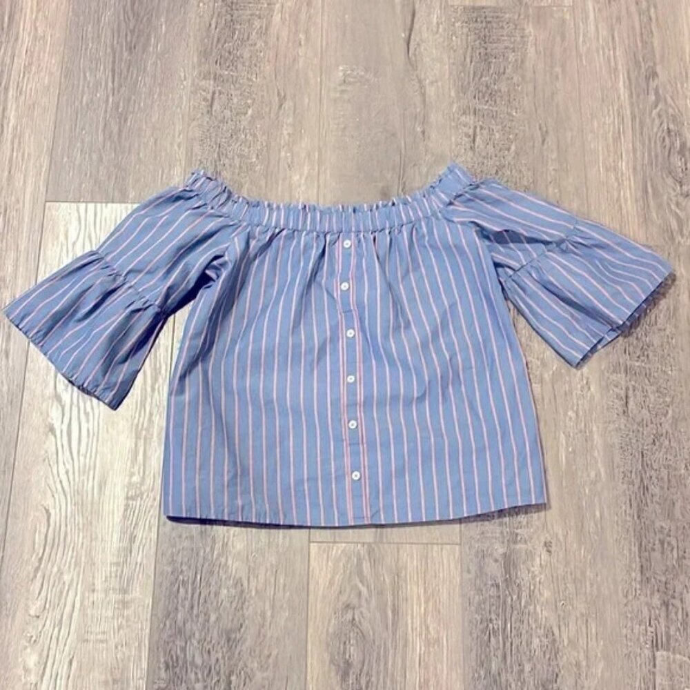 Abercrombie & Fitch RWB PRAIRIE COTTAGE PEASANT PATRIOTIC COLORS PUFF SLEEVE S